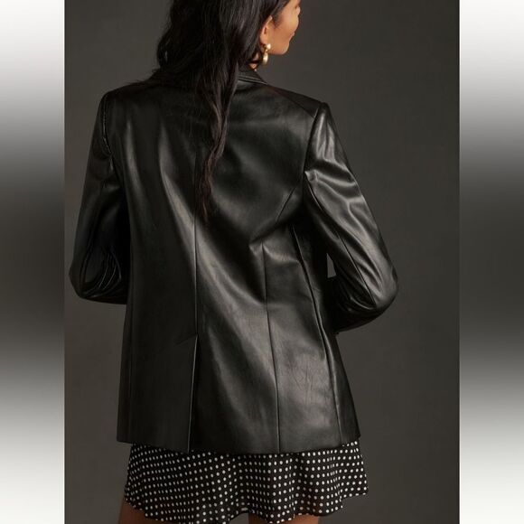 NWT PAIGE Charli Relaxed Faux Fur Leather Single Breasted Blazer - Picture 7 of 9